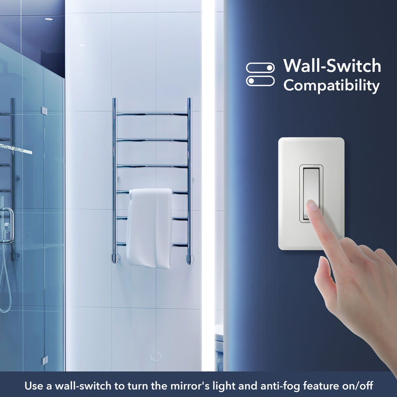 Pax Frameless Antifog Front/Back-Lit Wall Bathroom Vanity Mirror, Smart Touch