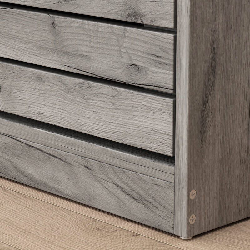 22.4 in. W x 29.5 in. H Gray Wood Louver Door Shoe Storage Cabinet with 2-Drawers for Entryway Hallway