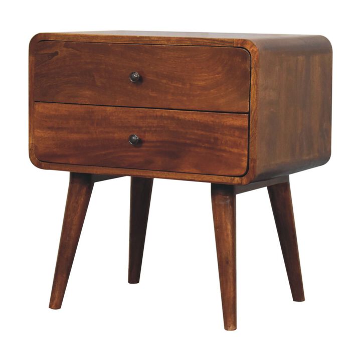 Artisan Furniture Solid Wood Large Curved Chestnut Bedside
