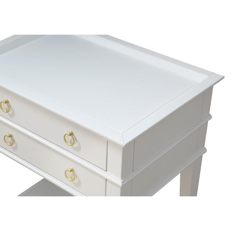 Comfort Pointe Clara White 2-Drawer Tray Top Nightstand