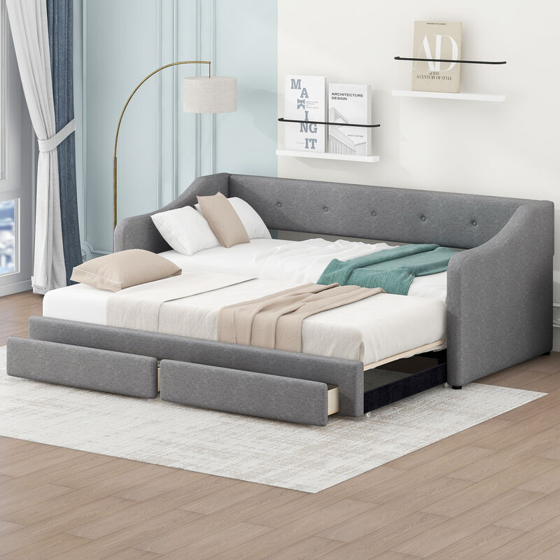 Merax Upholstered Daybed Bed with 2 Drawers