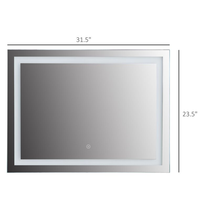 Smart Bathroom Mirror: 32x24" LED Wall-Mounted Vanity with Touch Controls