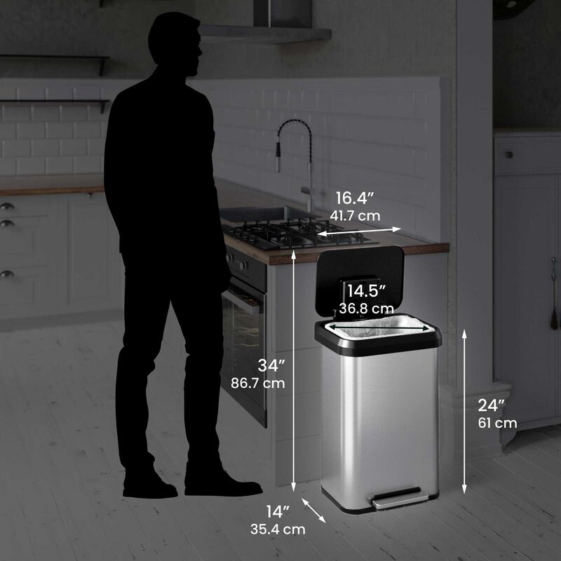 iTouchless 13.2 Gallon / 50 Liter SoftStep EXP Step Pedal Trash Can