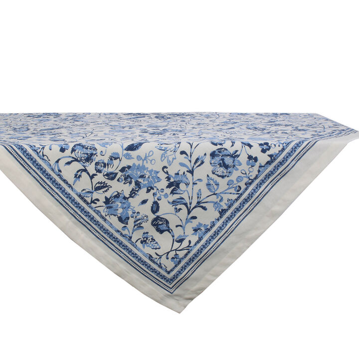 40" Blue and White Madeira Print Table Topper