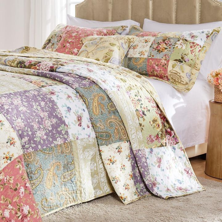 Greenland Home Fashion Blooming Prairie Bedspread Set - 3 - Piece - Queen, Multi