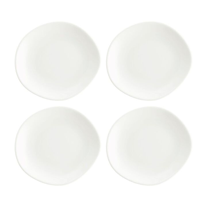 Vago 6" x 5.5" Organic Warm White Porcelain Plate (Set of 4)