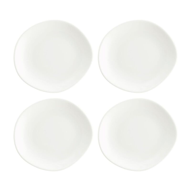 Vago 6" x 5.5" Organic Warm White Porcelain Plate (Set of 4)