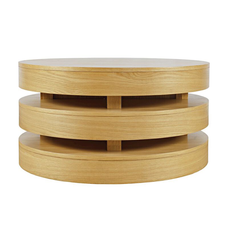 Jofran Brix Mid-Century Modern Floating Sculpture Round Layered Coffee Table