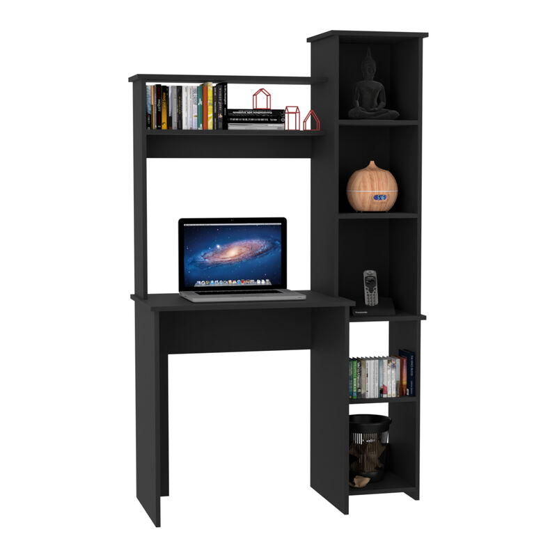 Versailles Writintg Desk, Two Superior Shelves, Five Cubbies - Black