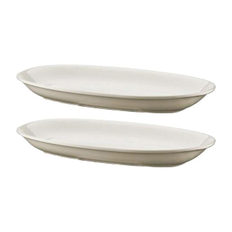 Gourmet 7.5" x 4.25" x h:1" Oval Warm White Porcelain Platter (Set of 2)