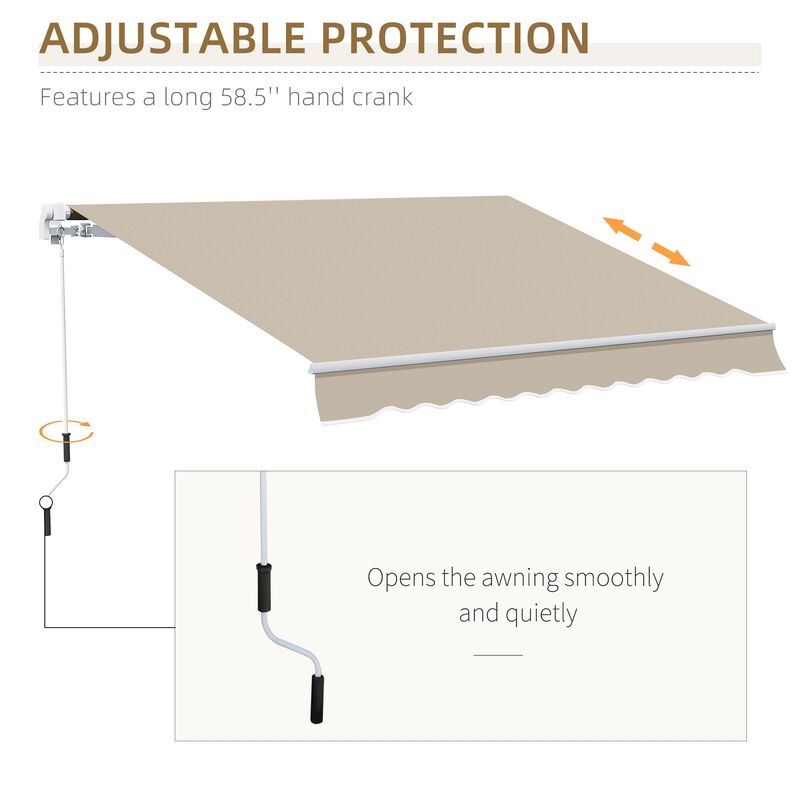 Beige Sun Blocker: 12'x10' Manual Retractable Patio Awning