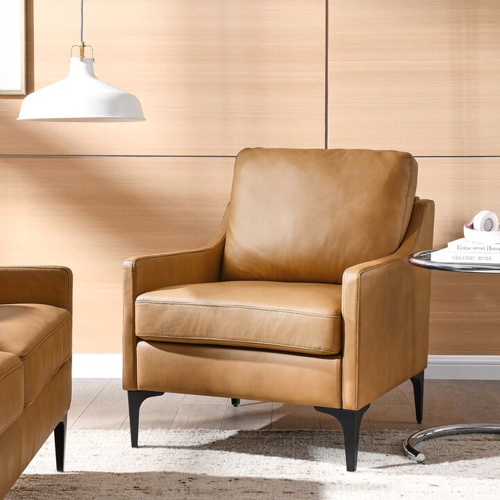 Corland Leather Armchair Brown