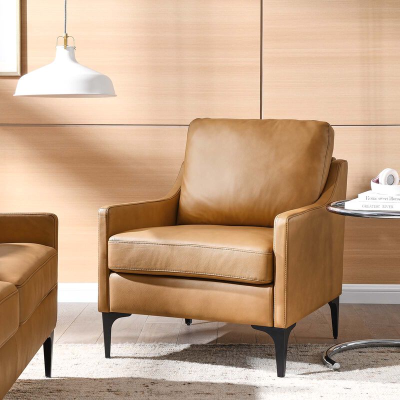 Corland Leather Armchair Brown