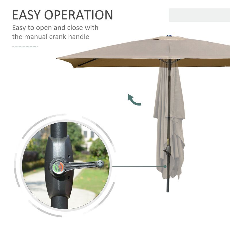 Coffee Patio Shade: 6.6x10 ft Rectangular Market Umbrella