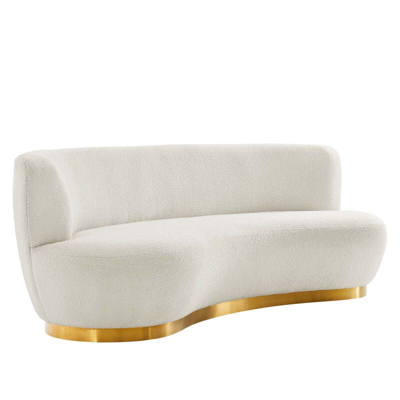 Kindred Boucle Upholstered Upholstered Fabric Sofa White EEI-5487-GLD-IVO