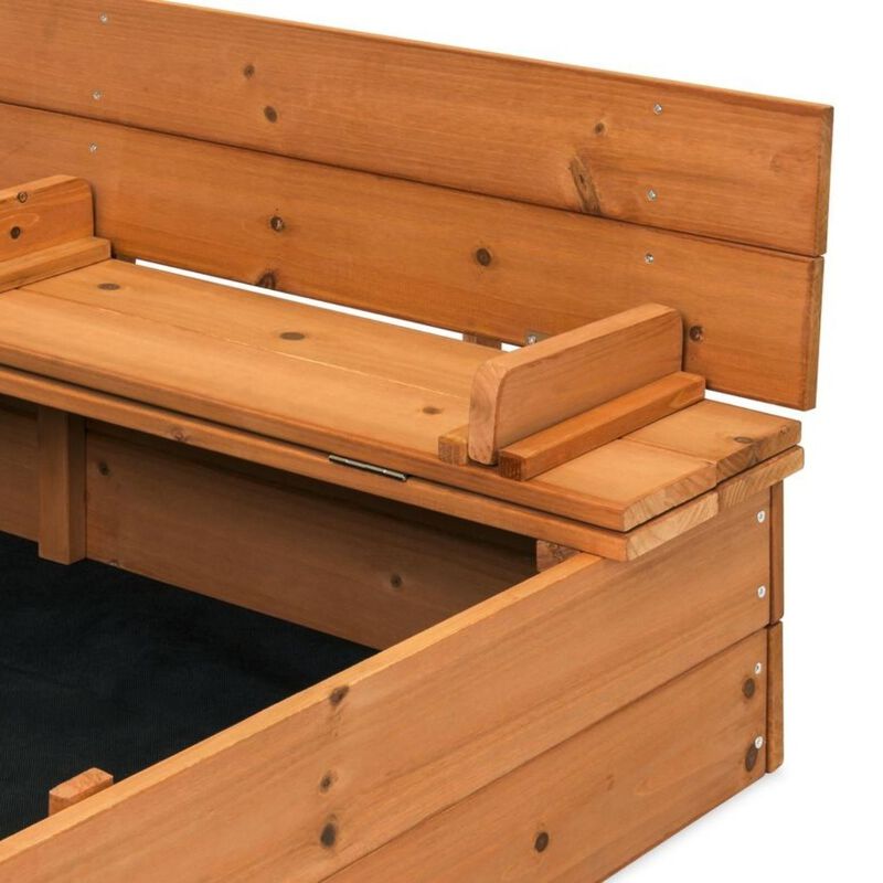 Hivvago Sturdy Brown Cedar Kids Complete Seated Bench Sandbox