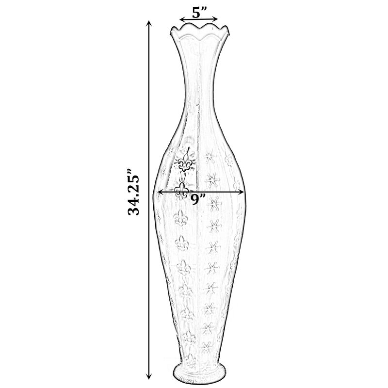 34-Inch Metal Decorative Floor Vase: Stylish Centerpiece for Home Décor, Dried Flowers, Living Room, Bedroom Accent, Modern Interior Design, Elegant Room Décor, Tall Vase for Display