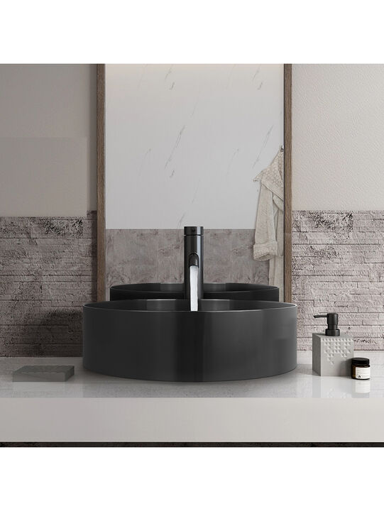 Stainless Steel Bathroom Sink with Mounting Ring & Pop-Up Drain Round Bowl Basin Rose Gold