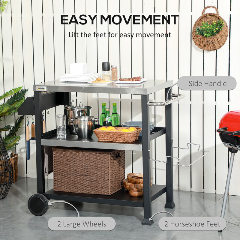 Streamdale Versatile Outdoor Grill Cart with Spacious Cooking Surface & Storage