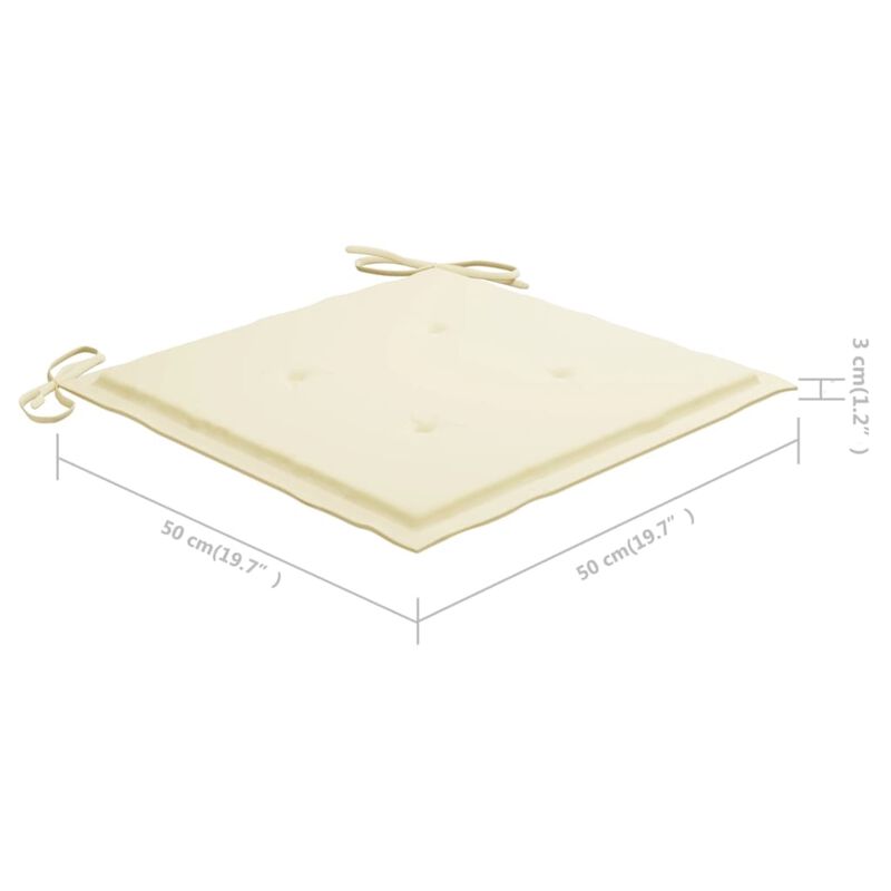 vidaXL Garden Chair Cushions 4 pcs Cream 19.7"x19.7"x1.6" Fabric