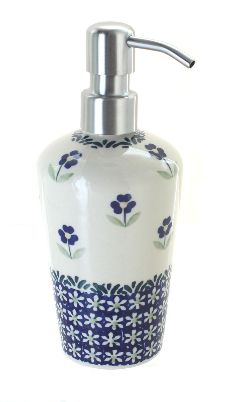 Blue Rose Polish Pottery Dots Soap Dispenser