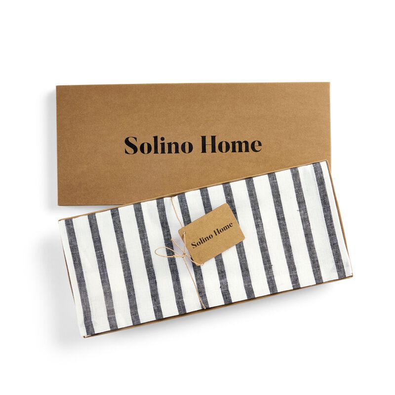 Solino Home 100% Pure Linen Table Runner | Madison Stripe