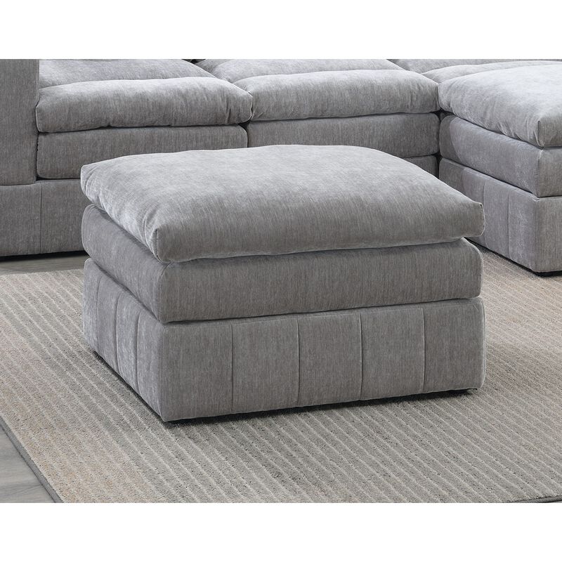Contemporary 5 Piece Modular Sectional Set in Granite Morgan Fabric