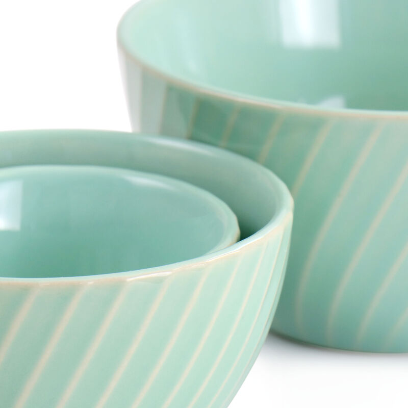 Martha Stewart 3 Piece Stoneware Mini Bowl Set in Mint
