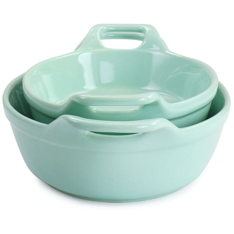 Martha Stewart Stoneware 2 Piece Oval Baker Set in Mint