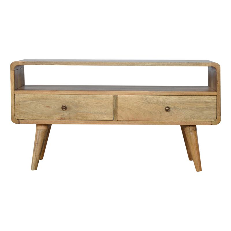 Artisan Furniture Curved Oak-ish   Solid Wood 2 Drawer Media Unit