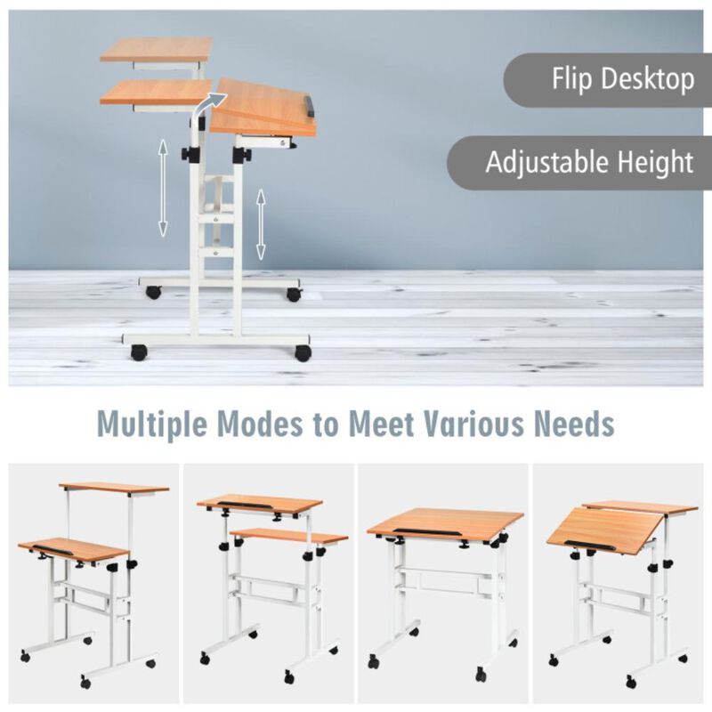 Hivvago 2 in 1 Height Adjustable Sit Standing Computer Desk