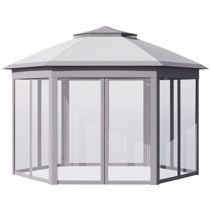 Gray Outdoor Pavilion: 13'x11' Pop Up Gazebo for Patio and Backyard