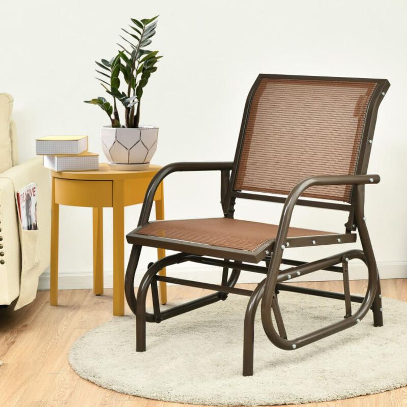 Hivvago Outdoor Single Swing Glider Rocking Chair with Armrest