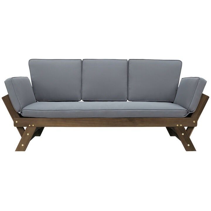 Merax Solid Outdoor Adjustable Patio Wooden Daybed Sofa