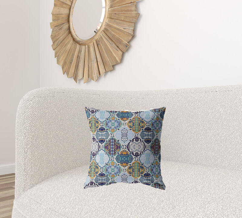 Hivvago 18"Orange Blue Trellis Suede Zippered Throw Pillow