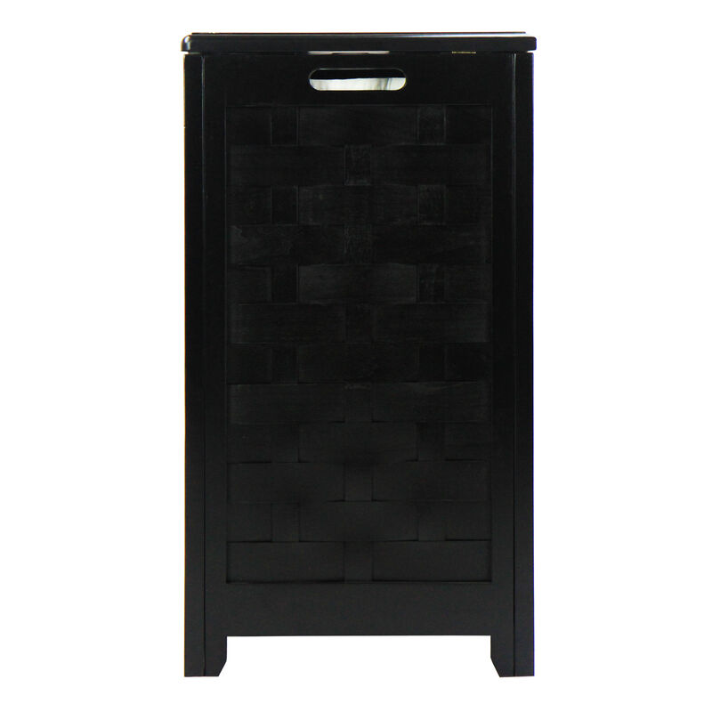 Oceanstar Mahogany Finished Rectangular Veneer Laundry Wood Hamper with Interior Bag
