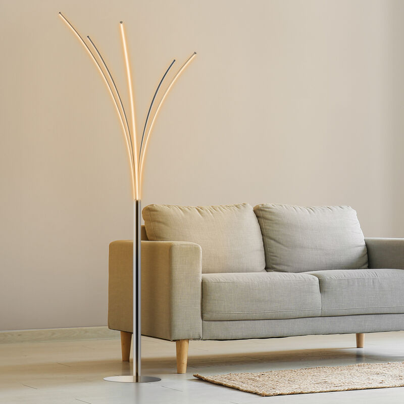 Fuochi Modern Minimalist Metal 5-Branch Arc Dimmable Integrated LED Floor Lamp with Remote Control