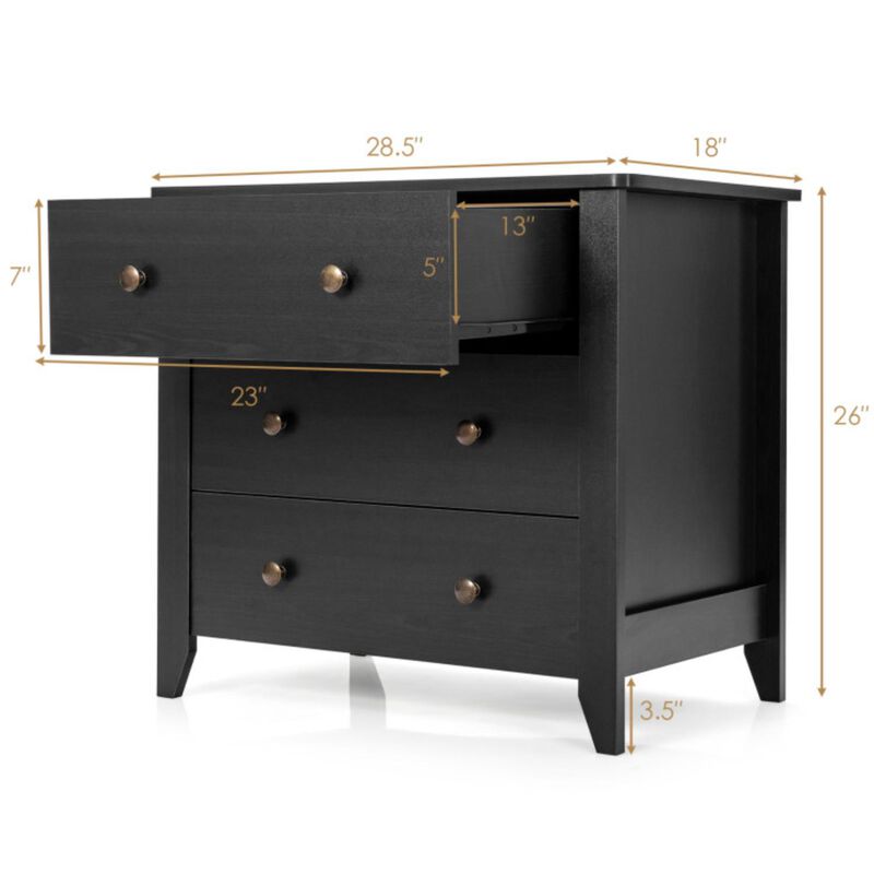 Hivvago 3 Drawer Dresser Chest of Drawers Bedside Table