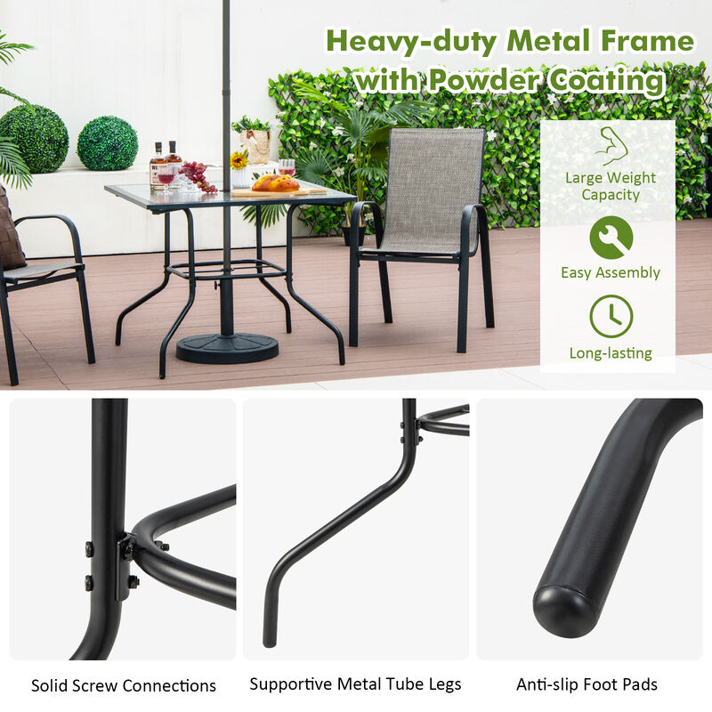35 x 35 Inch Patio Dining Table with 1.5" Umbrella Hole