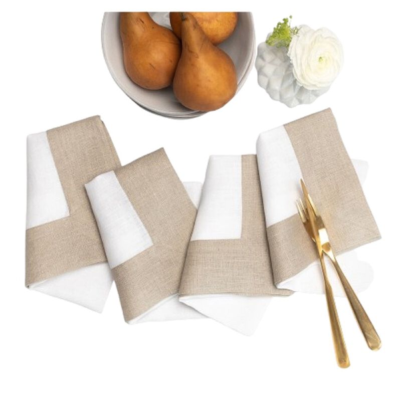 Solino Home 100% Pure Linen Dinner Napkins 20 x 20 Inch Set of 4 | Contempo for Thanksgiving, Christmas