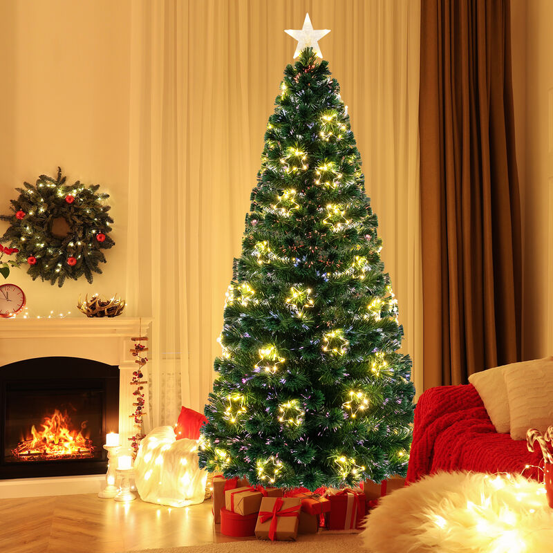 Pre-Lit Artificial Xmas Tree with Top Star and Branch Tips