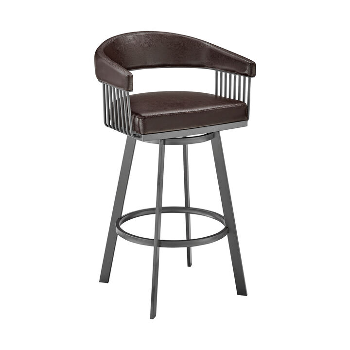 Chelsea  Counter Height Swivel Bar Stool in Silver Finish and White Faux Leather
