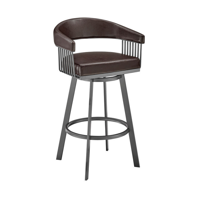 Chelsea  Counter Height Swivel Bar Stool in Silver Finish and White Faux Leather