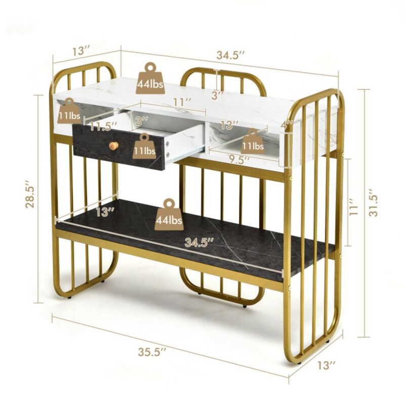 Hivvago Console Table with Drawer Storage Shelf Wide Tabletop