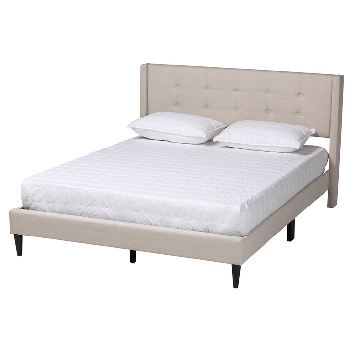 Baxton Studio Casol Mid-Century Modern Grey Fabric Upholstered Queen Size Platform Bed
