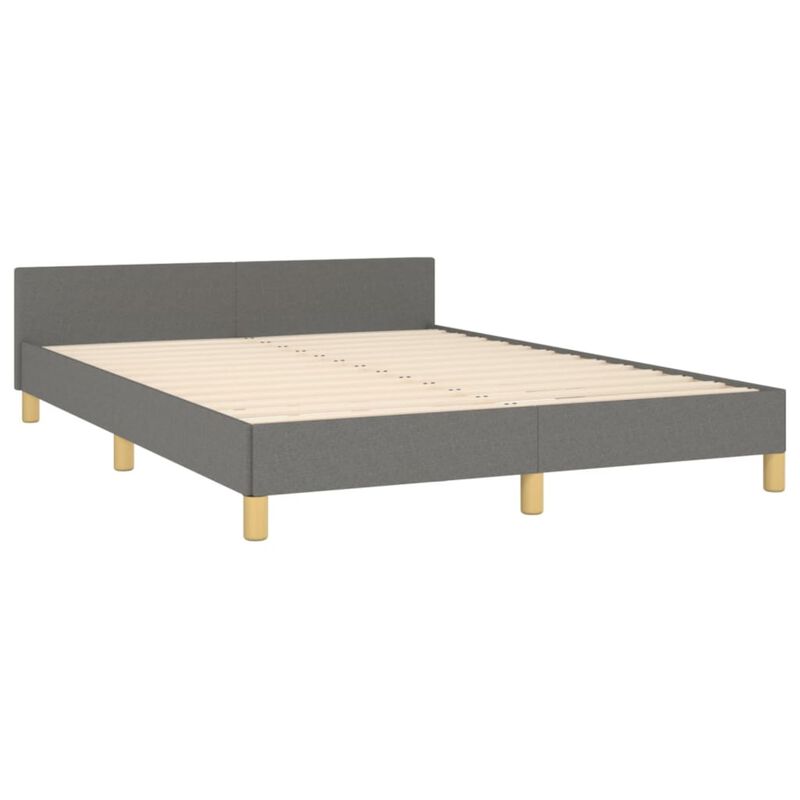 vidaXL Queen Bed Frame with Headboard, Dark Gray Fabric Upholstery, Durable Supportive Legs and Plywood slats, Simplistic Modern Design, Easy Assembly Furniture