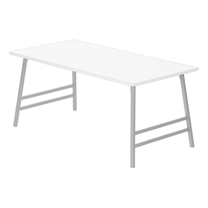 Monarch Specialties I 3790 Coffee Table, Accent, Cocktail, Rectangular, Living Room, 40"L, Metal, Laminate, White, Grey, Contemporary, Modern