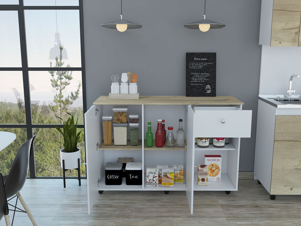 Streamdale Sayville 2-Drawer 2-Shelf Kitchen Island White And Pine