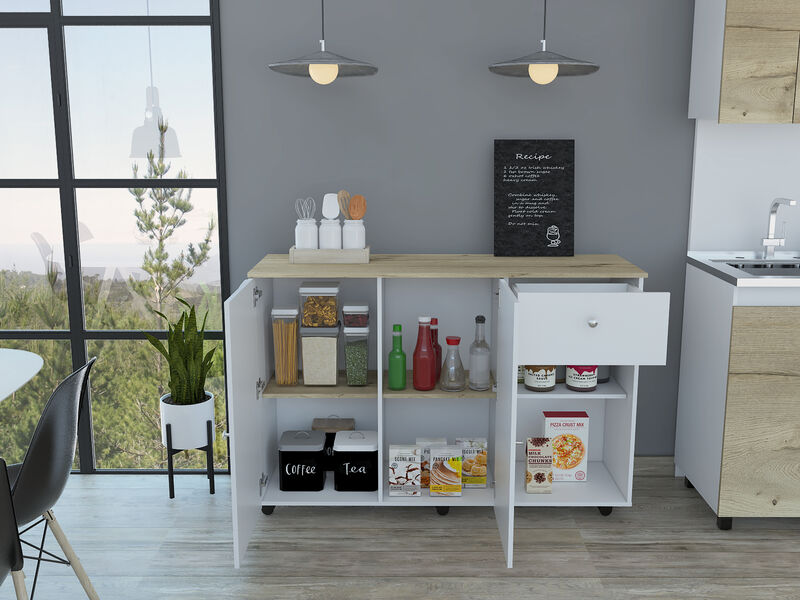 Streamdale Sayville 2-Drawer 2-Shelf Kitchen Island White And Pine