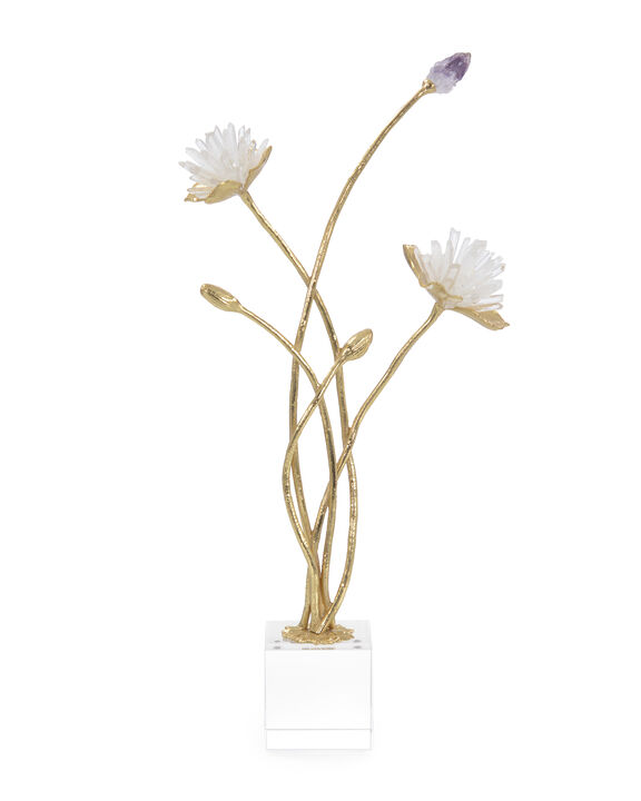 Quartz and Amethyst Floral Sculpture